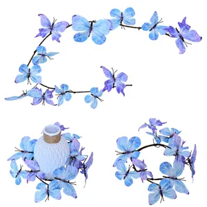 Guirlanda de Flores de Mariposa Artificiales Vid Degradado Seda Floral Planta Colgante para Hogar Boda Ventana Decoración