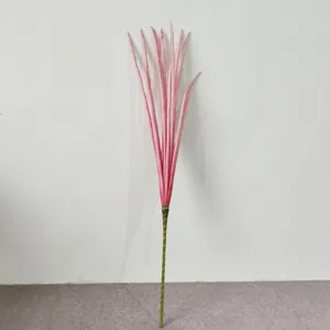 Detailed view of long pink PE artificial onion grass stem for home decoration