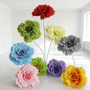 Giant artificial rose peony flowers props detail view, perfect for wedding and event decor.