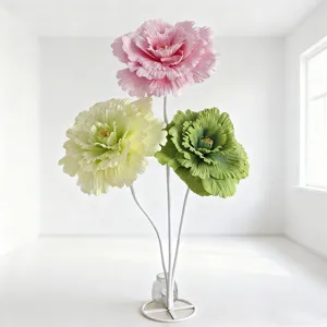 Giant artificial flower decoration prop, large peony floor display for wedding events.