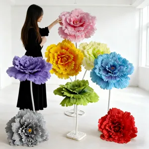 Giant PE artificial peony flowers for wedding aisle runner and commercial event party stage decor.