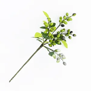 Rametto di ulivo artificiale finta pianta di bacche verde per decorazione della casa