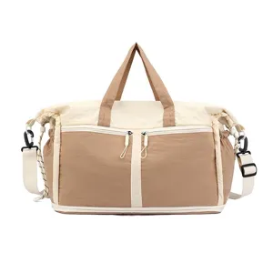 Large capacity travel duffle bag with dry and wet separation for fitness and sports