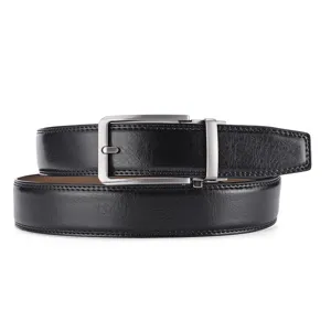 Men Business Casual Split Cowhide Leather Belt With Automatic Alloy Buckle Versatile Men Waist Belt Classic Stitching Pant Belt