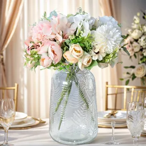 Noords Kunstboeket Zijde Hortensia Chrysant Roos Struik Voor Bruiloft Bruidsboeket Thuis Bloemen Decoratie