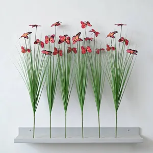 Kunstmatig Lente Gras Vlinder Decoratie Plastic Groen Voor Binnen Huis Live Stream Kamer Achtergrond Potplant Ornament