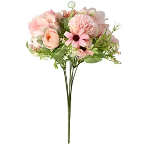 Kunstmatig roze bloemenboeket hortensie bolchrysant bruiloft huisdecoratie fotografie rekwisiet