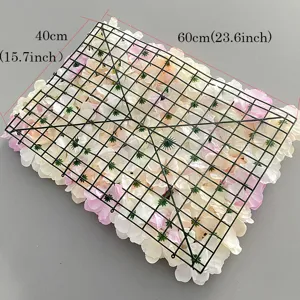 Artificial flower wall panel 40x60cm pink rose hydrangea backdrop for wedding decoration.
