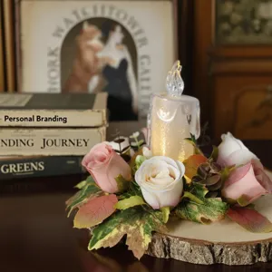 European vintage rose maple leaf candle ring centerpieces table decor for wedding dinner home.