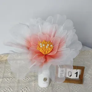 Fleur de Pivoine Artificielle en Maille Décoration Florale Fête de Mariage Ornement