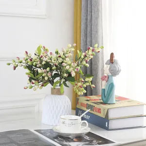Disposizione di fiori di olivo artificiali vaso decorativo per soggiorno piante verdi.