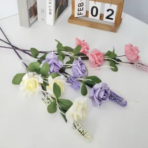 Mischfarben-Set aus europaeischen 3-Kopf-Schaumrosen fuer elegante Wohndekorationen