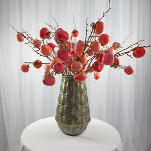 Rami di Cachi Artificiali Steli di Frutta Finta in Schiuma per Decorazioni Natalizie di Capodanno Soggiorno Tavolo da Pranzo Arrangiamento