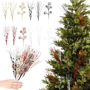 Weihnachten Glitzer Beeren Picks Künstliche Glitzernde Zweige Spray Stiel Für Weihnachtsbaum Dekoration Haus Party Ornamente Urlaub Blumenarrangement