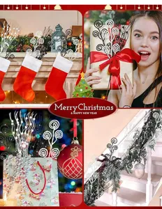 Christmas gold powder curly twig berry picks 36pcs set holiday home tree decoration props