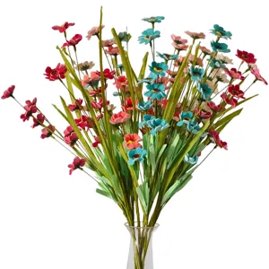Ramo de margaritas artificiales plantas falsas decoración del hogar flores coloridas en bonito jarrón