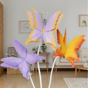 Gradient 3D Butterfly Paper Art Wedding T-Stage Road Lead Prop Window Display Backdrop Hanging Ornament Home Party Background Decoration