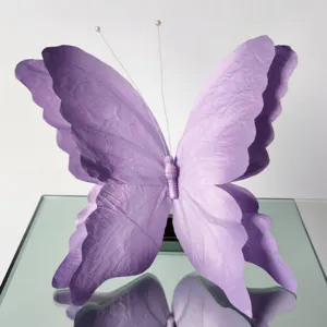 Gradient 3D purple paper butterfly decoration for wedding party stage and window display.