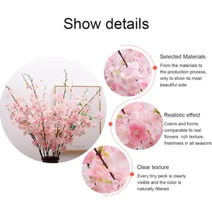 Artificial cherry blossom branches fake flowers for home decoration spring wedding decor.