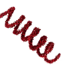 Vibrant red tinsel spiral hanging ornament with shiny glitter sequins for parties