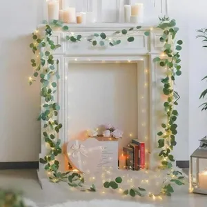 Künstliche Eukalyptus Ranke Girlande Mit LED Lichter Warmweiß Batteriebetrieben Künstliche Hängende Pflanze Für Hochzeit Party Deko