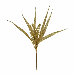 Elegante rama de helecho artificial dorada con purpurina para decoración de Navidad