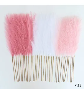 Artificial pampas grass set 33 stems pink and white fluffy reed for home decoration detail