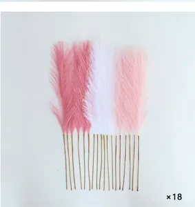Artificial pampas grass set 18pcs fluffy fake reeds home decor floral arrangement.
