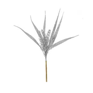 Rama de helecho artificial con purpurina plateada para decoración de árbol de Navidad
