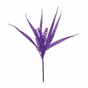 Rama de helecho con purpurina violeta para decoración de árboles de Navidad y arreglos