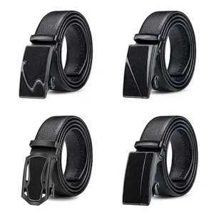 Men Business Casual Belt Lychee Pattern PU Leather Waist Strap With Automatic Buckle Matte Buckle For Men Daily Wear