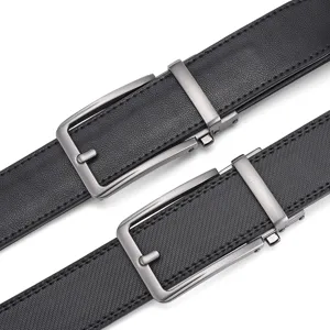 Men Business Casual Split Cowhide Leather Belt Automatic Buckle Patent Finish Alloy Buckle Jeans Waist Strap Solid Black