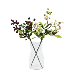 Rami di bacche di olivo artificiali in vaso di vetro per decorazione domestica regalo