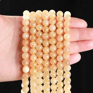 Perles rondes en quartz rutile doré naturel pour la fabrication de bijoux DIY et accessoires