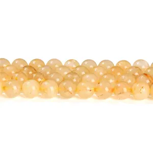 Perles rondes en quartz rutilé doré naturel pour fabrication de bijoux artisanaux