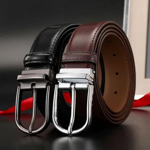 Hochwertiger Herren Rindsledergürtel Minimalistische Legierung Dornschließe Gürtel Business Casual Hosengürtel Geschenkbox Für Männer