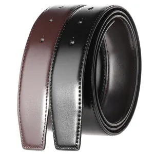 Sangles de ceinture en cuir refendu noir et marron, 3,3 cm de large pour boucles.
