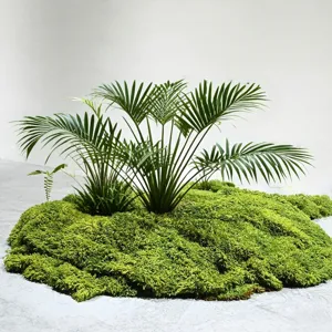 High-quality artificial moss turf with realistic palm plant for miniature landscape