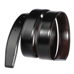 Sangle de ceinture en cuir véritable noir de 3,3 cm avec surpiqûres raffinées