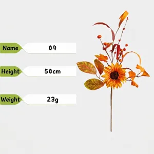 Artificial sunflower branch with orange berries for autumn harvest home decor 50cm 23g