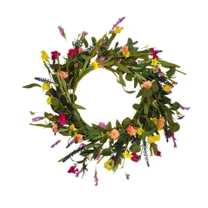 Guirnalda floral artificial de primavera verano flor silvestre colorida puerta principal