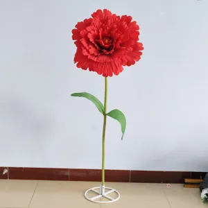 Giant red peony artificial flower prop detail, perfect for wedding decoration scene.