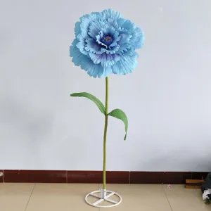 Giant artificial blue peony flower prop for wedding party decoration standing display stand.