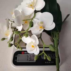 Artificial Phalaenopsis orchid single branch with leaves faux flower for wedding decor