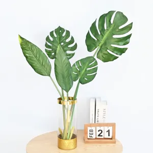 Artificial Monstera Banana Leaf Fake Green Plant Branch Rubber Touch Tropical Foliage For Home Decor Photography Props