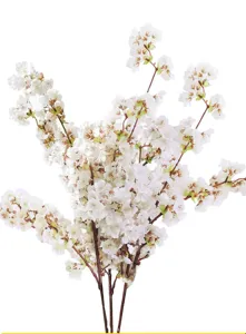 Vista detallada de ramas de cerezo blanco artificiales realistas para decoración