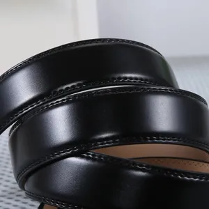 Corps de ceinture en cuir véritable noir pour hommes de 3,5 cm pour boucles automatiques