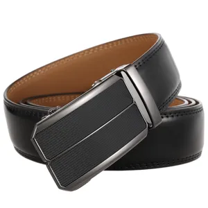 Ceinture pour Homme en Cuir Véritable de Haute Qualité Boucle Automatique Ceinture Affaires en Cuir de Vachette Mode Cadeau