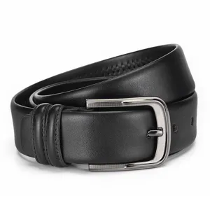 Heren Rundleer Riem Minimalistisch Casual Effen Korrel Heupriem Legering Naaldgesp Voor Jeans Zakelijk Zwart Accessoire