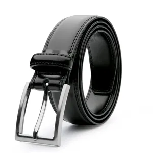 Men's Classic Genuine Cowhide Leather Belt Business Casual Waistband With Alloy Metal Pin Buckle Simple Stitched Trousers Belt